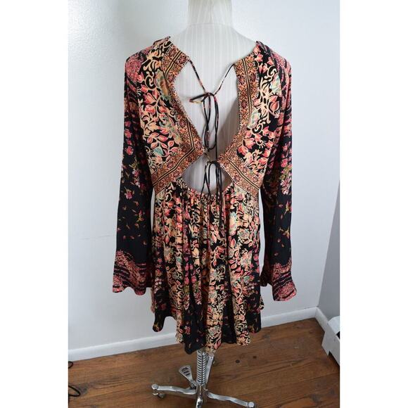 Free People Stevie Printed Tunic Dress Tie Back Womens XS Floral Bandana - Picture 3 of 7